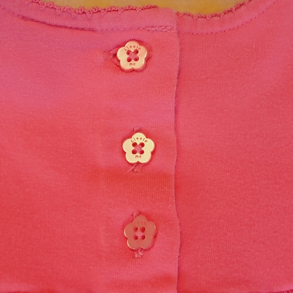 LITTLE ME 🌺 Vintage 2pc Coral Smocked Floral Embroidery Ruffled Dress Outfit 3M - Picture 16 of 17